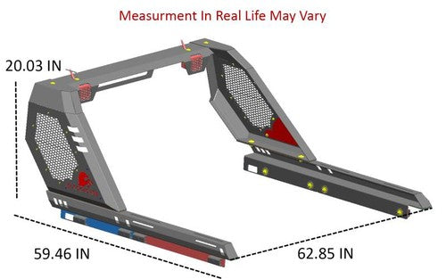Black Horse Offroad VIRB08B Modular Powder Coated Steel Truck Bed Bar