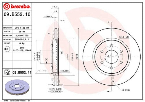Brembo 09B55211C02  BRAKE ROTORS