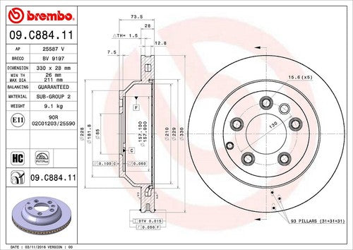 Brembo 09C88411C02  BRAKE ROTORS