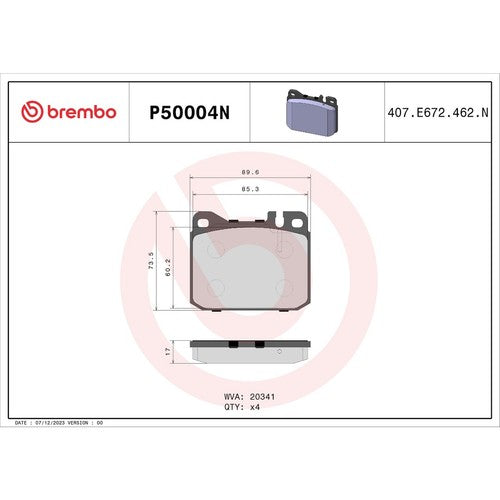 Brembo Front Ceramic Brake Pads Fits 2016 2017 Mercedes-Benz C63 AMG P50004N