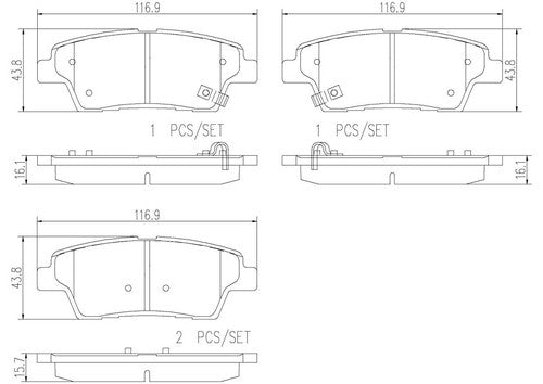 Brembo Rear Ceramic Brake Pads Fits 2017 Genesis G80 4 Pc Brakes P30079N