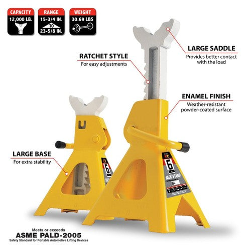 Performance Tool W41023 Jack Stand Ratchet 15-1/2"Min - 23-3/4" Max  6-Ton Qty 2