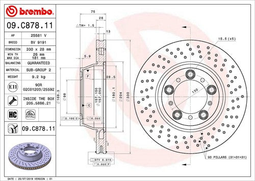 Brembo 09C87811C02  BRAKE ROTORS
