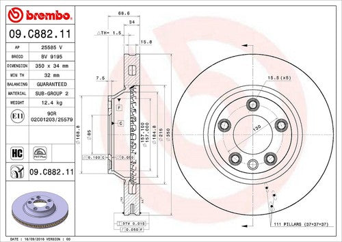 Brembo 09C88211C02  BRAKE ROTORS