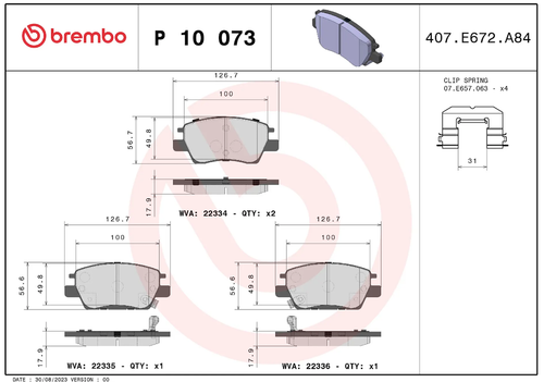 Brembo P10073 PRIME LINE BRAKE PADS