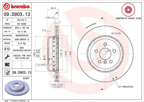 Brembo 09D90313C02  BRAKE ROTORS