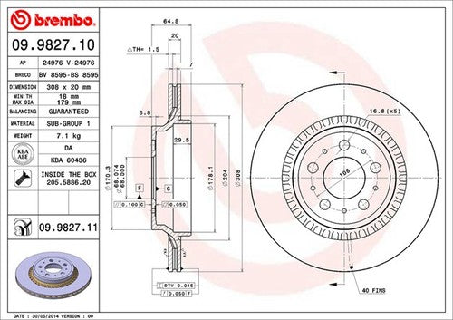 Brembo 09982711C02  BRAKE ROTORS