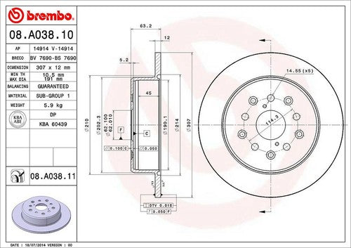 Brembo 08A03811C02  BRAKE ROTORS