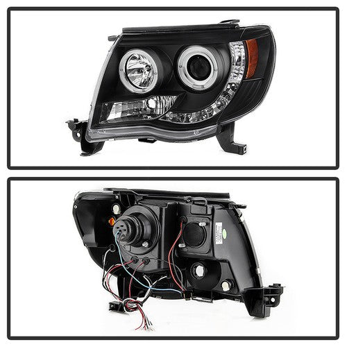 Spyder 5011916 Headlight Assy Projector Beam w/LED Halo H1 High/ Low Beam Qty 2