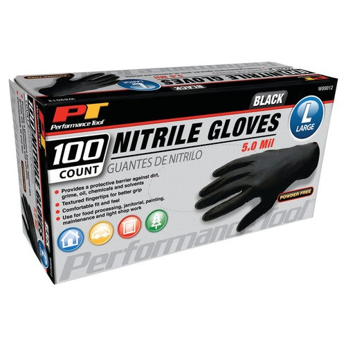 Performance Tool Black Nitrile Gloves | Disposable, Powder Free, latex rubber fr