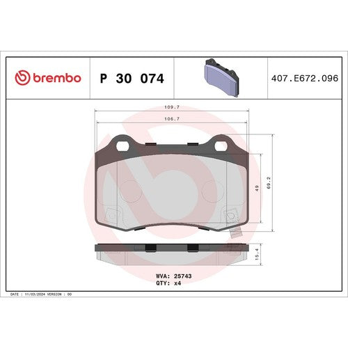 Brembo Front Low Metallic Brake Pads Fits 2012-2017 Jeep Grand Cherokee P30074