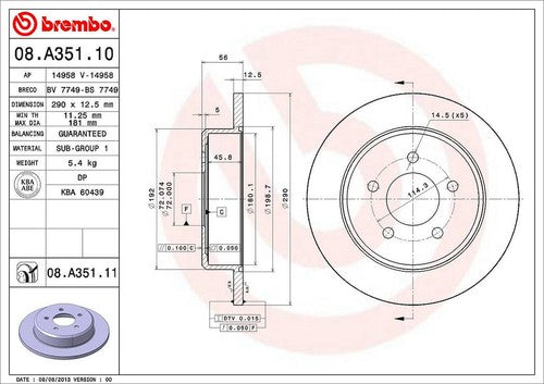 Brembo 08A35111C02  BRAKE ROTORS