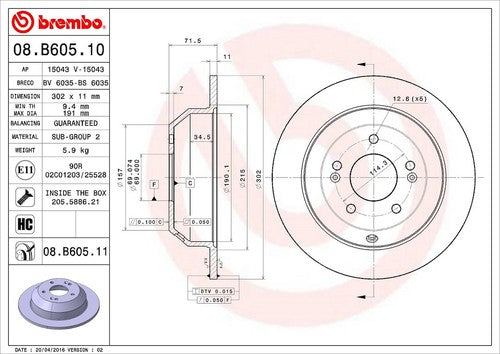 Brembo 08B60511C02  BRAKE ROTORS