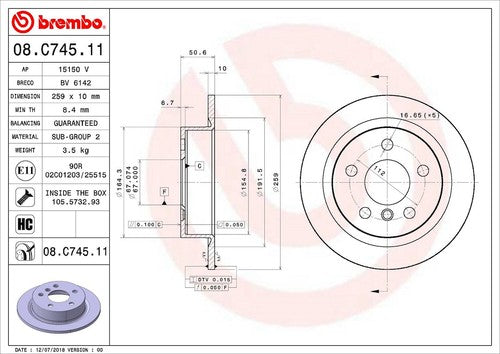 Brembo 08C74511C02  BRAKE ROTORS