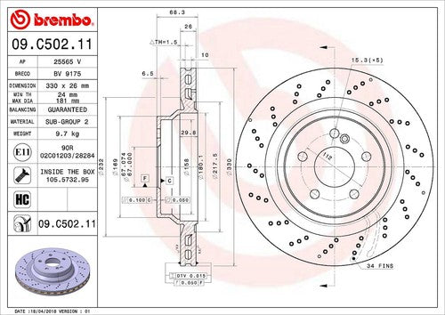 Brembo 09C50211C02  BRAKE ROTORS