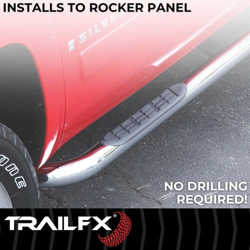 TrailFX A0046S TFX Round Tube Side Steps NERF BAR ROUND 3"
