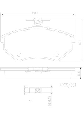 Brembo Front Ceramic Brake Pads Fits 1993-1995 Volkswagen Passat 4 Piece P85011N