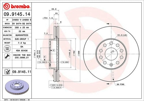 Brembo 09914511C02  BRAKE ROTORS