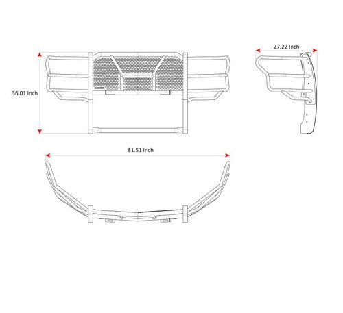 Black Horse Offroad RU-FOF115-B Rugged Series GRILL GUARD