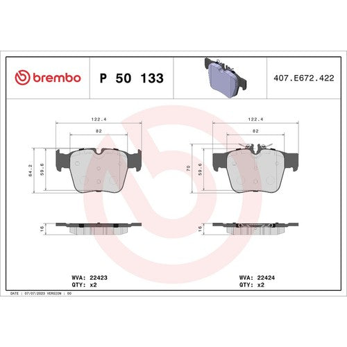 Brembo Rear Low Metallic Brake Pads Fits 2017-2021 Mercedes-Benz C43 AMG P50133