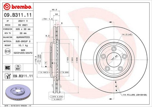 Brembo 09B31111C02  BRAKE ROTORS