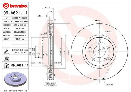 Brembo 09A62111C02  BRAKE ROTORS