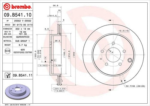 Brembo 09B54111C02  BRAKE ROTORS