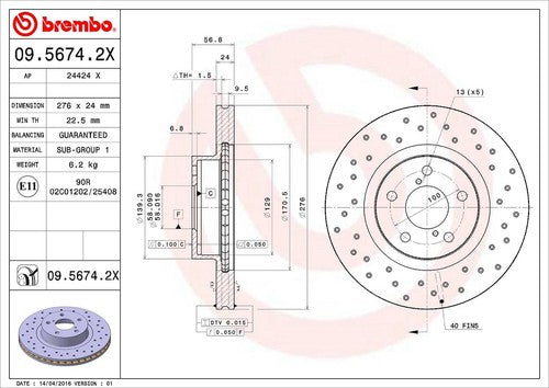 Brembo 0956742XC02 Xtra BRAKE ROTORS