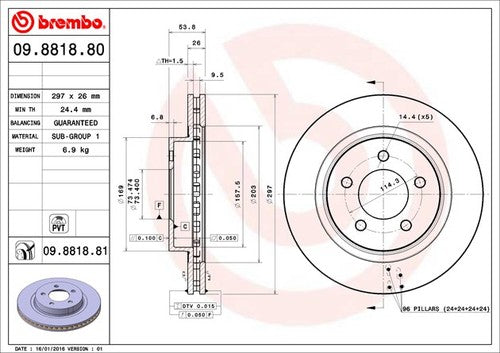 Brembo 09881881C02  BRAKE ROTORS