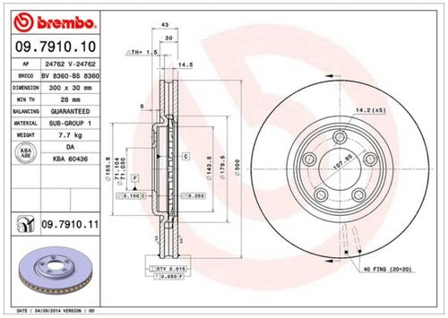 Brembo 09791011C02  BRAKE ROTORS