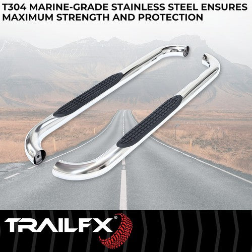 TrailFX A0061S TFX Round Tube Side Steps NERF BAR ROUND 3"