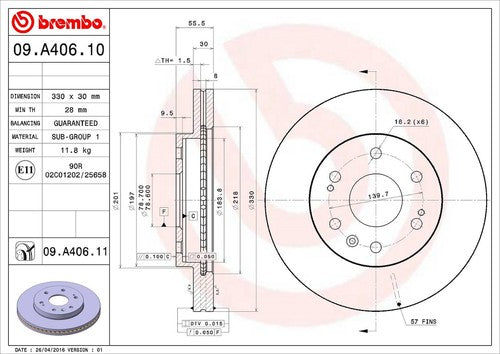 Brembo 09A40611C02  BRAKE ROTORS