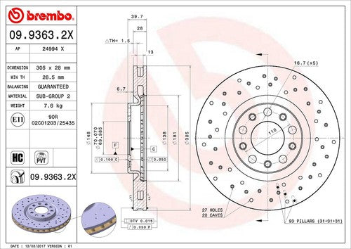 Brembo 0993632XC02 Xtra BRAKE ROTORS