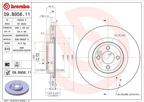 Brembo 09B95611C02  BRAKE ROTORS