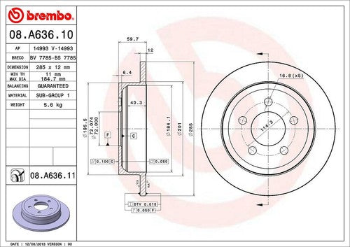 Brembo 08A63611C02  BRAKE ROTORS