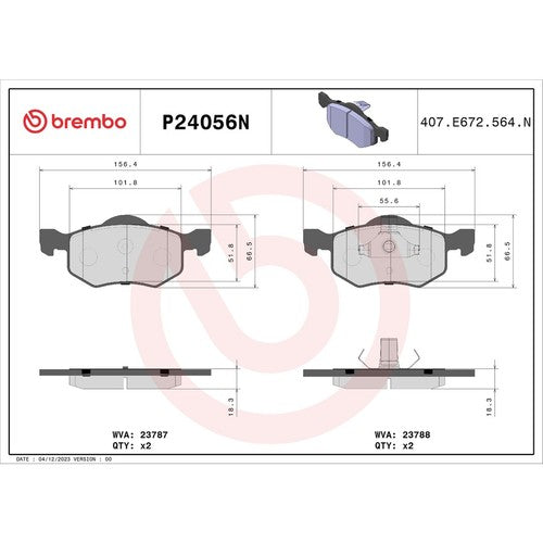 Brembo Front Ceramic Brake Pads Fits 2001-2007 Ford Escape 4 Pc Brakes P24056N