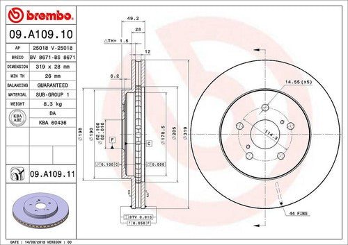Brembo 09A10911C02  BRAKE ROTORS