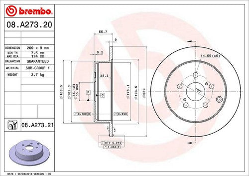 Brembo 08A27321C02  BRAKE ROTORS