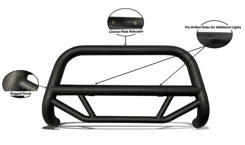 Black Horse Offroad MBT-MT0312 Bull Bar Black Textured 2-1/2 Inch No with skid p