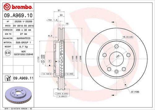 Brembo 09A96911C02  BRAKE ROTORS