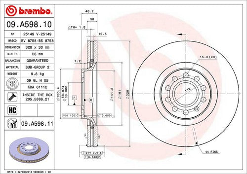 Brembo 09A59811C02  BRAKE ROTORS