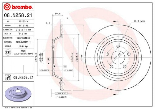 Brembo 08N25821C02  BRAKE ROTORS
