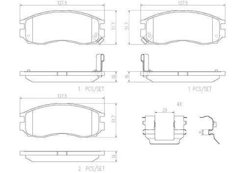 Brembo Front Ceramic Brake Pads Fits 1990-1999 Mitsubishi Eclipse 4 Pc P54014N