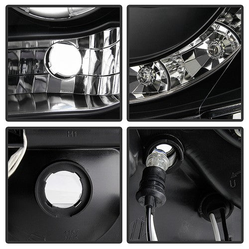 Spyder 5011916 Headlight Assy Projector Beam w/LED Halo H1 High/ Low Beam Qty 2