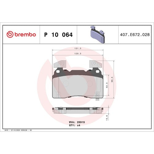 Brembo Front Low Metallic Brake Pads Fits 2010-2024 Chevrolet Camaro 4 Pc P10064
