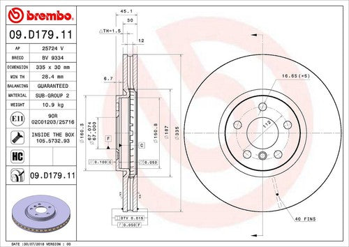 Brembo 09D17911C02  BRAKE ROTORS