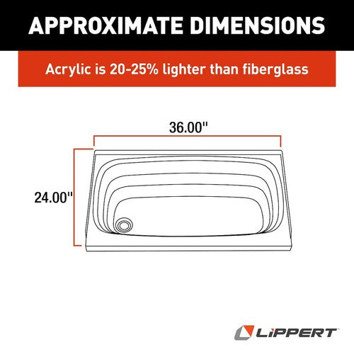 Lippert Components 209372 Better Bath BATHTUBS SHOWERS & SINKS RV