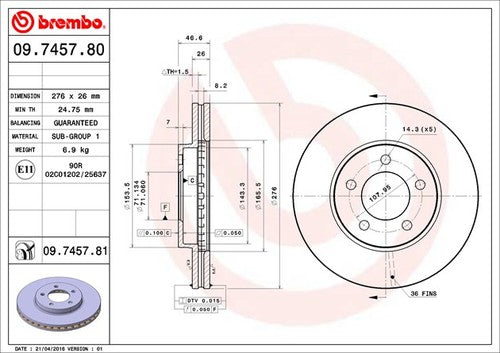 Brembo 09745781C02  BRAKE ROTORS