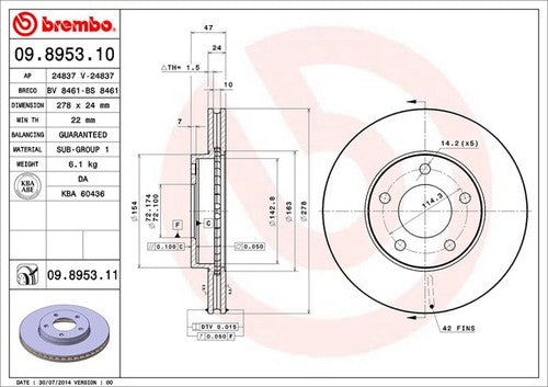 Brembo 09895311C02  BRAKE ROTORS