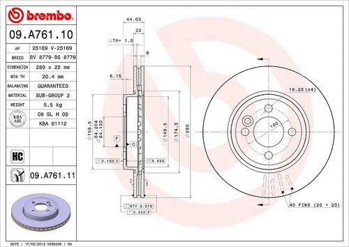 Brembo 09A76111C02  BRAKE ROTORS